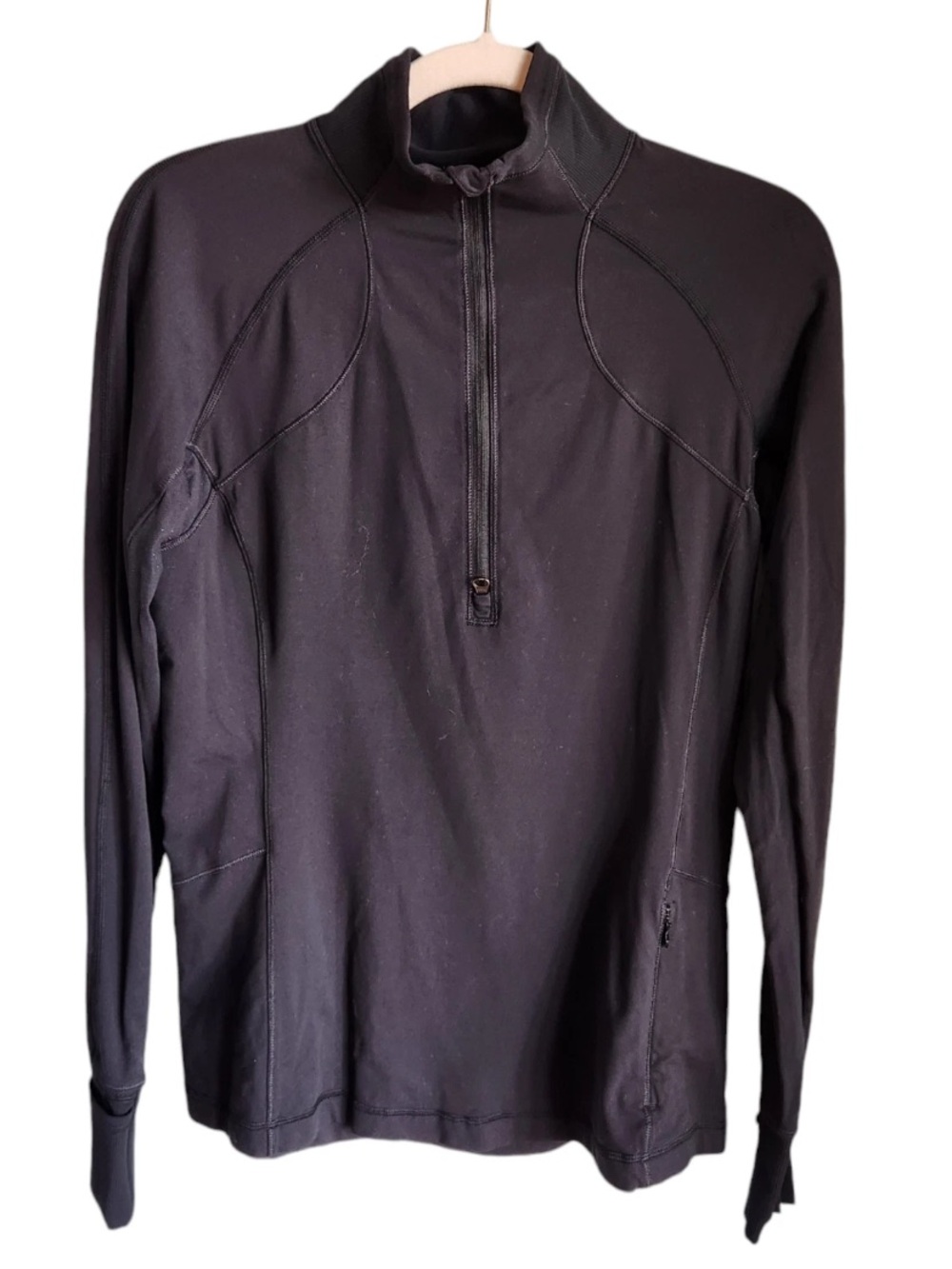 lululemon athletica 10 half-zip athletic pullover discreet side zipper pocket
